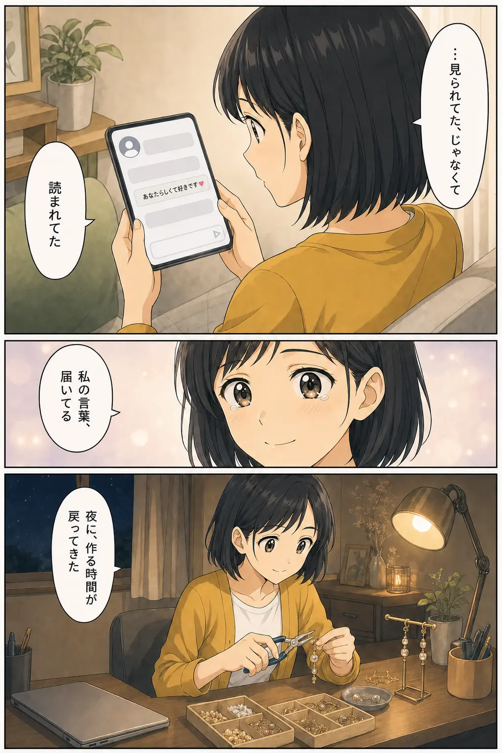 漫画: 読者から「あなたらしくて好きです」。「読まれてた」。夜の作業机で、作る時間が戻ってくる